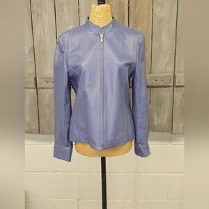 Womans  Casual Corner Annex Blue 100% Genuine Leather Jacket  Vintage SIZE M